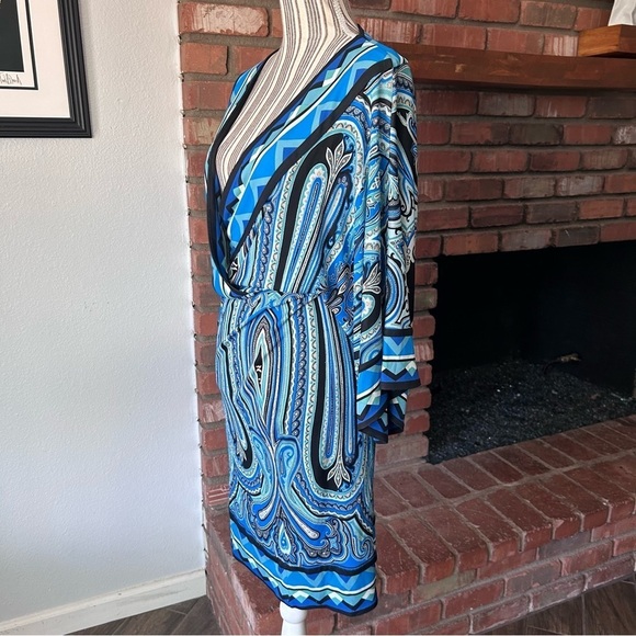 Etro Milano Blue Paisley V-Neck Dress Sz M - Picture 4 of 8